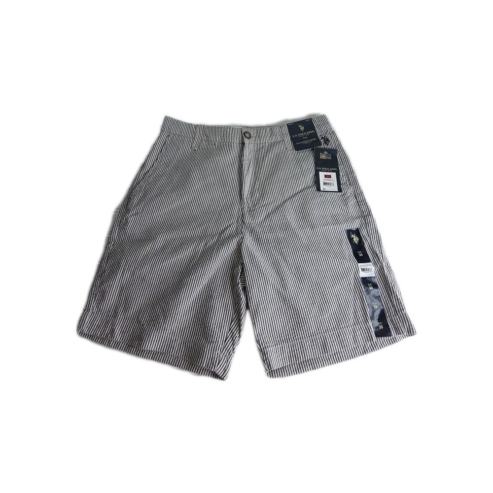 US POLO ASSN. MEN SEERSUCKER BLUE WHITE STRIPED SHORTS SIZE 30 7"  PONY NWT